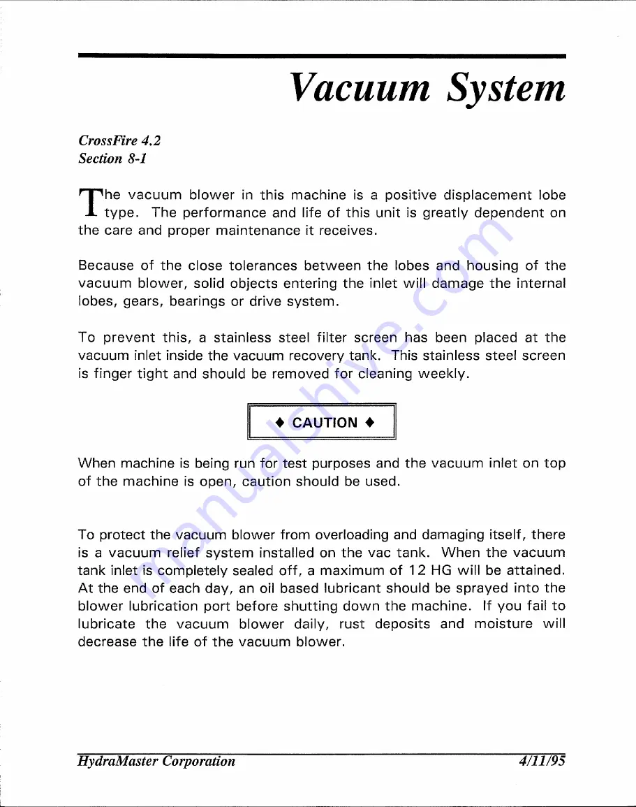 HydraMaster CrossFire 4.2 Owner'S Manual Download Page 85