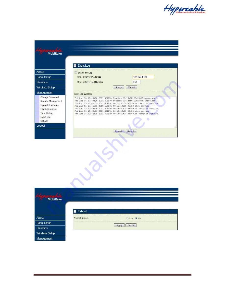 Hypercable 400MHz TDMA bridge / 802.11b/g/n AP User Manual Download Page 39