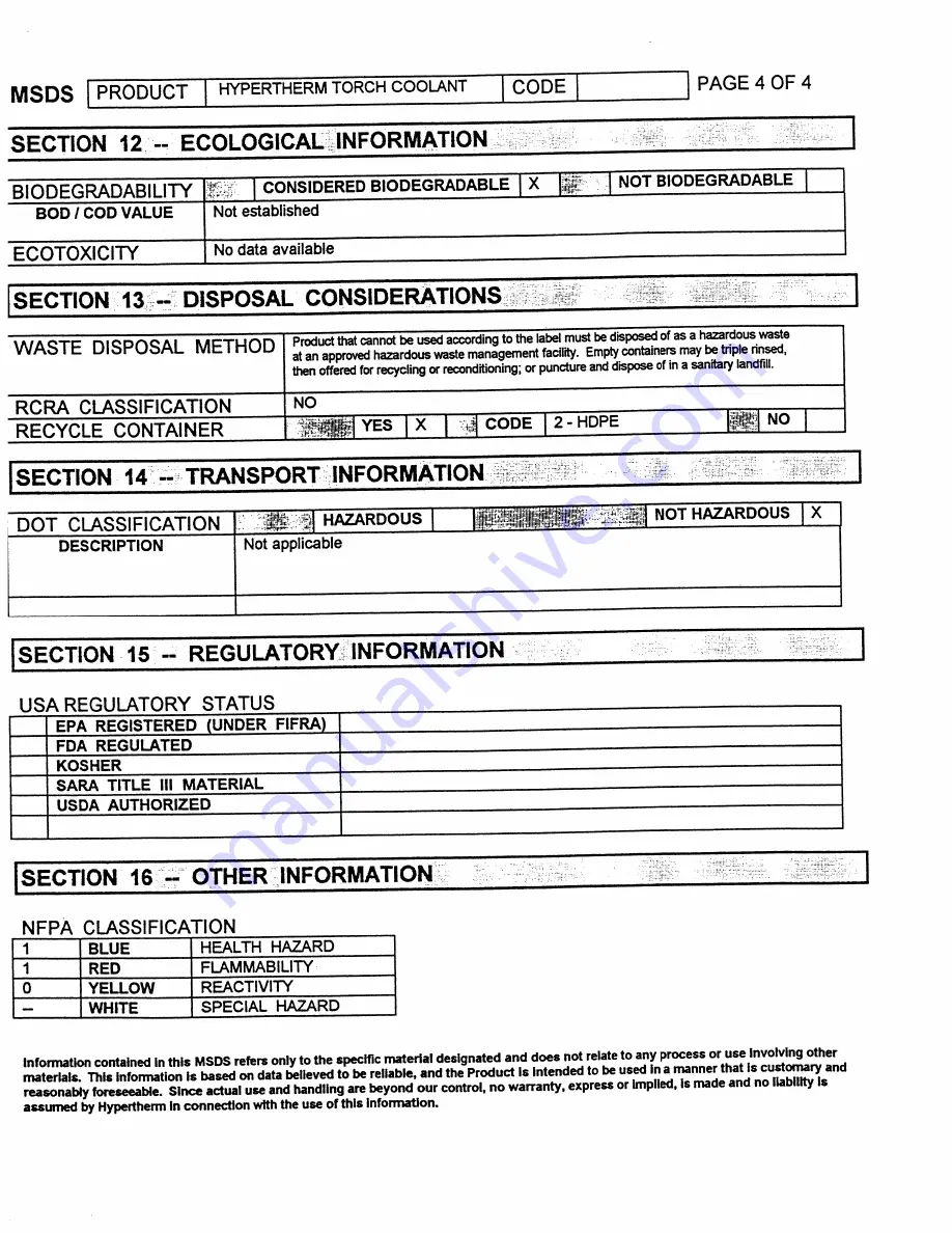 Hypertherm HyDefinition HD3070 Instruction Manual Download Page 215