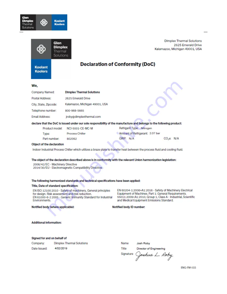 Hypertherm Koolant Koolers N-Series User Manual Download Page 74