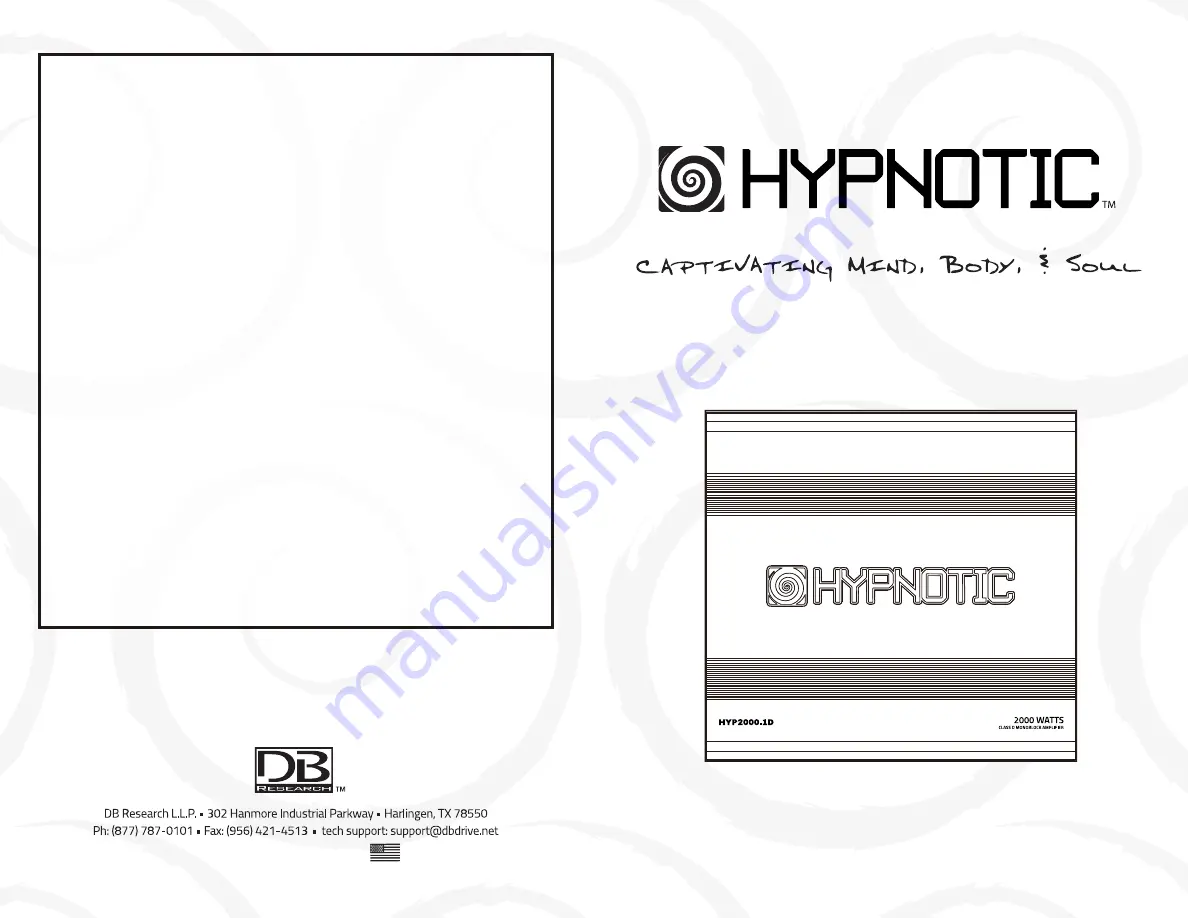 Hypnotic HYP2000.1D Скачать руководство пользователя страница 1