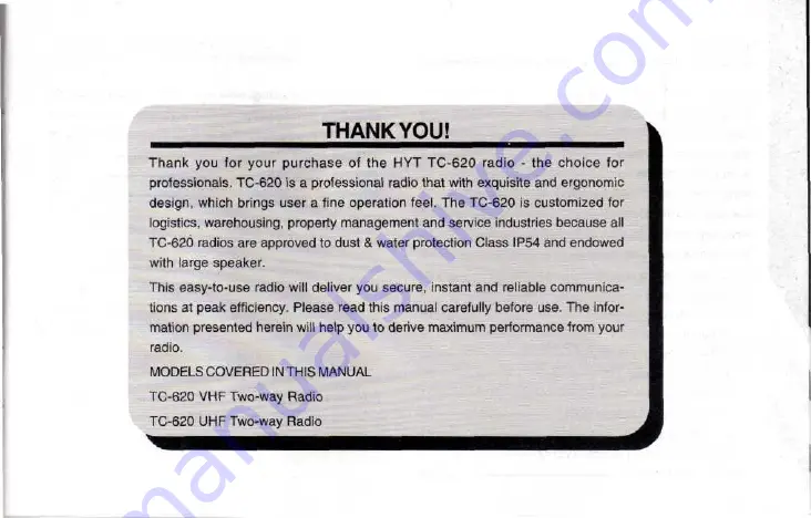 HYT TC-620 Owner'S Manual Download Page 3