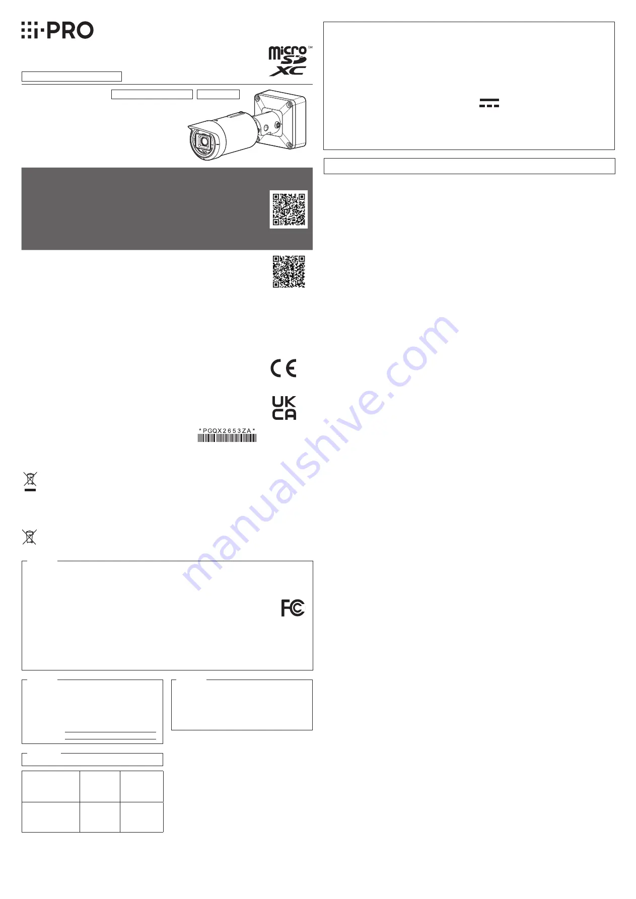 i-PRO WV-S1536LT Installation Manual Download Page 1