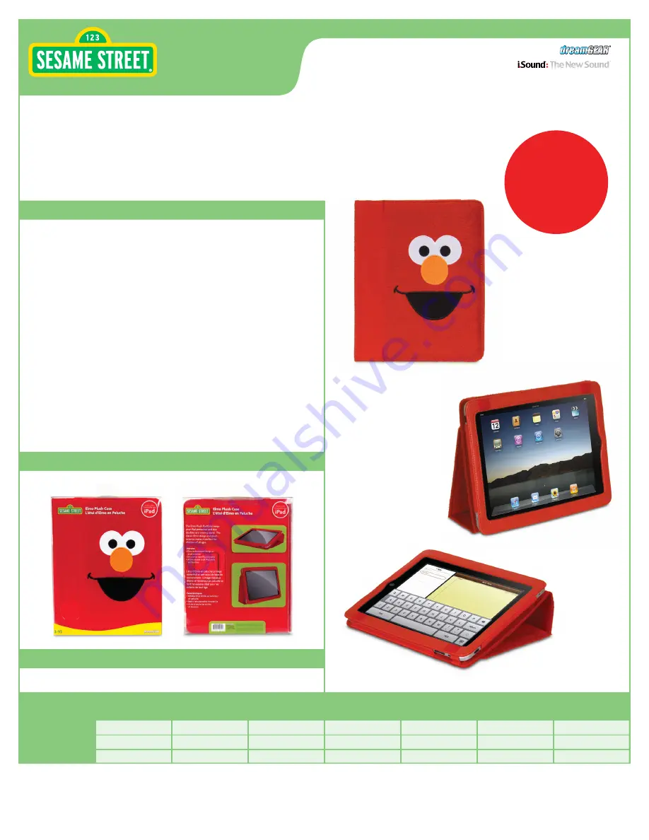 I.SOUND ELMO PLUSH CASE FOR IPAD Скачать руководство пользователя страница 1