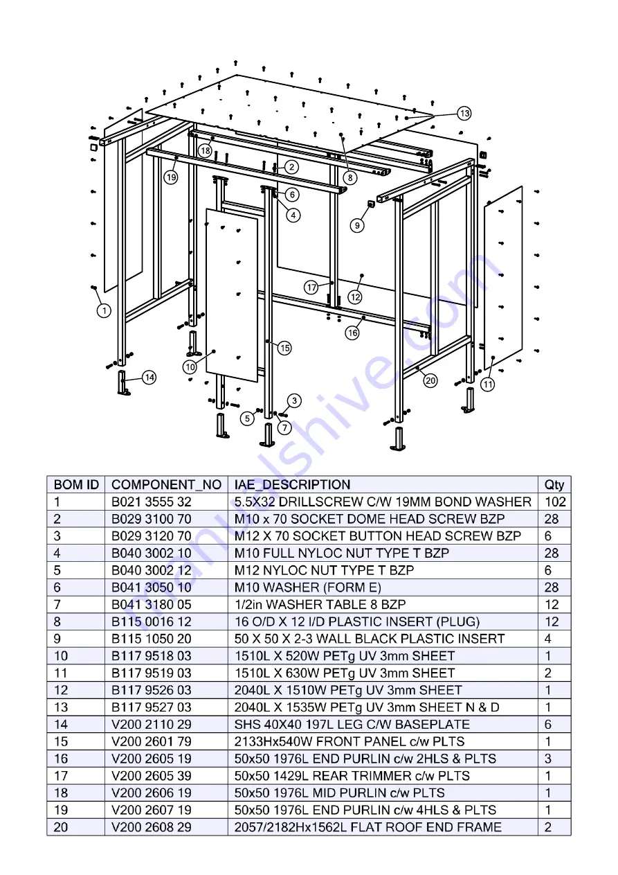 IAE FLAT ROOF SMOKING SHELTER Скачать руководство пользователя страница 9