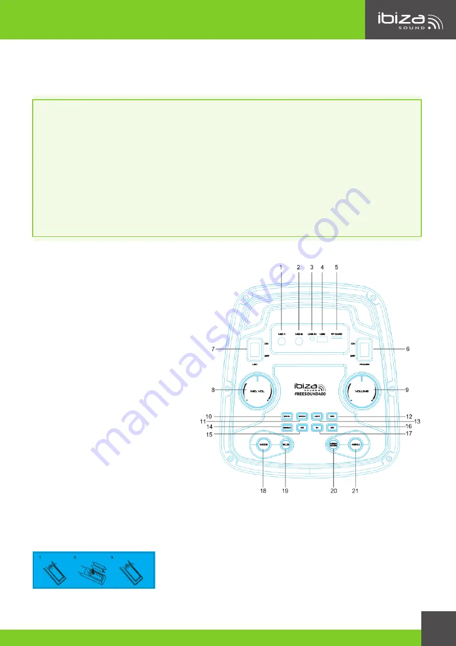 Ibiza sound FREESOUND400 Manual Download Page 13