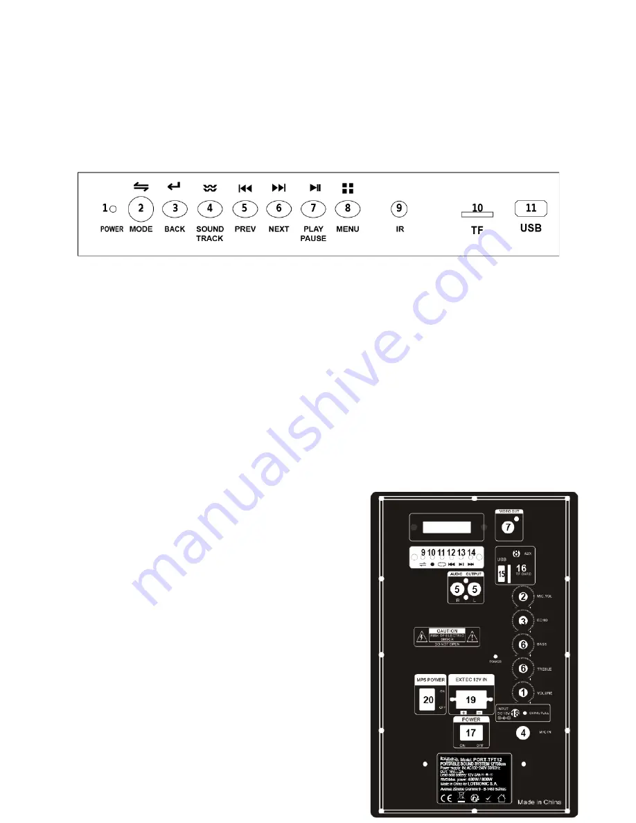 Ibiza sound PORT-TFT12 Instruction Manual Download Page 14