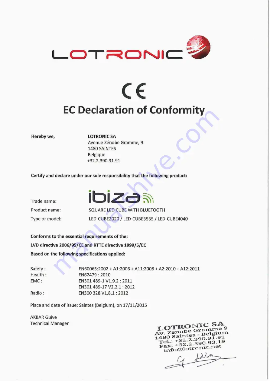 Ibiza LED-CUBE2020 Instruction Manual Download Page 26