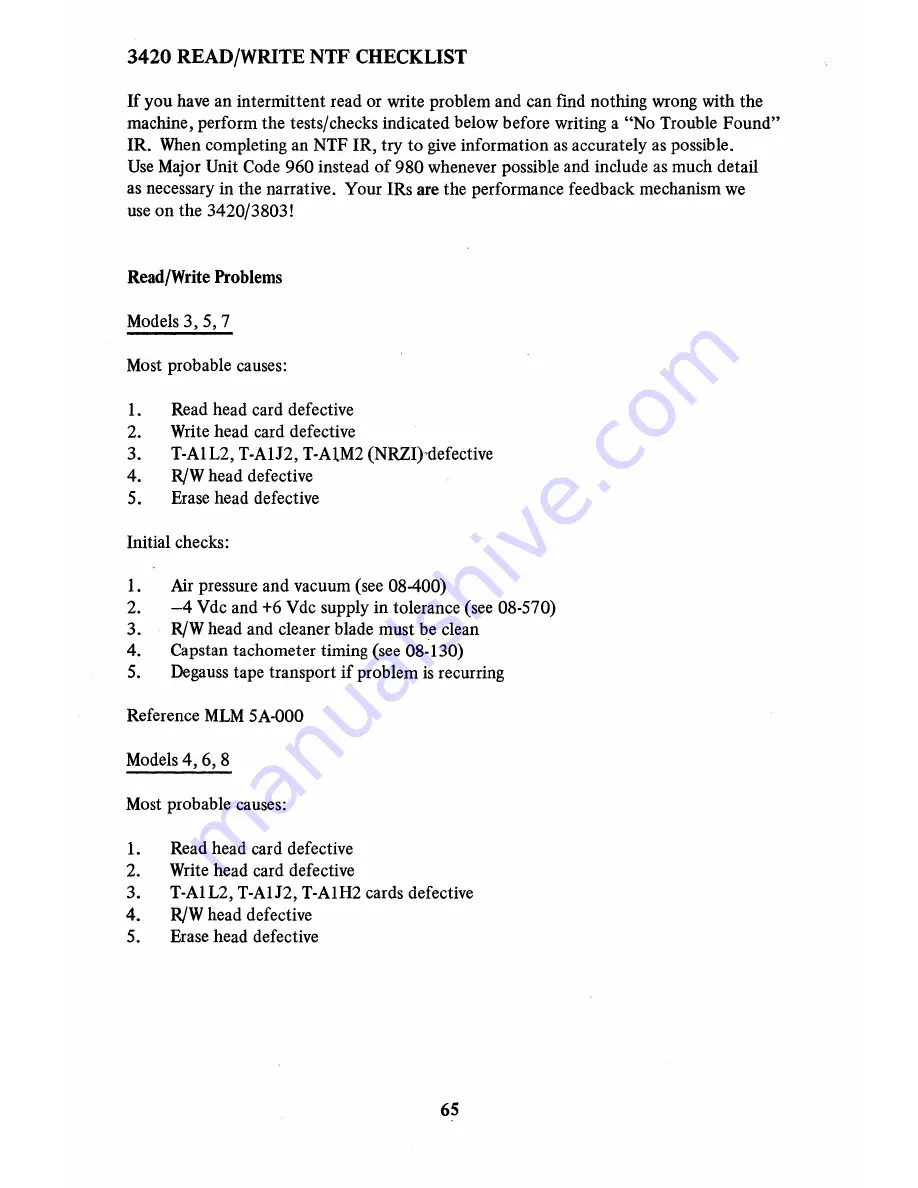 IBM 3420 Reference Manual Download Page 71