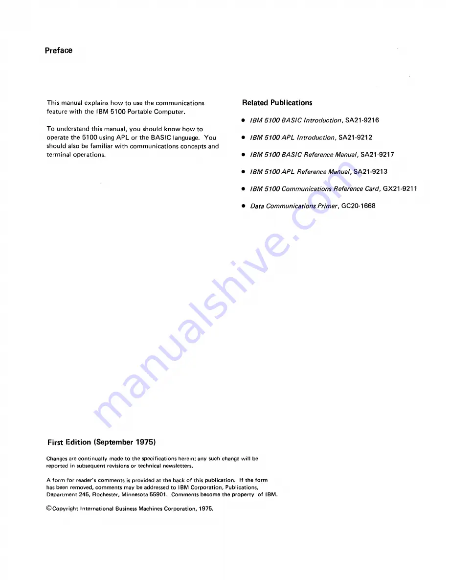 IBM 5100 Communications Manual Download Page 2