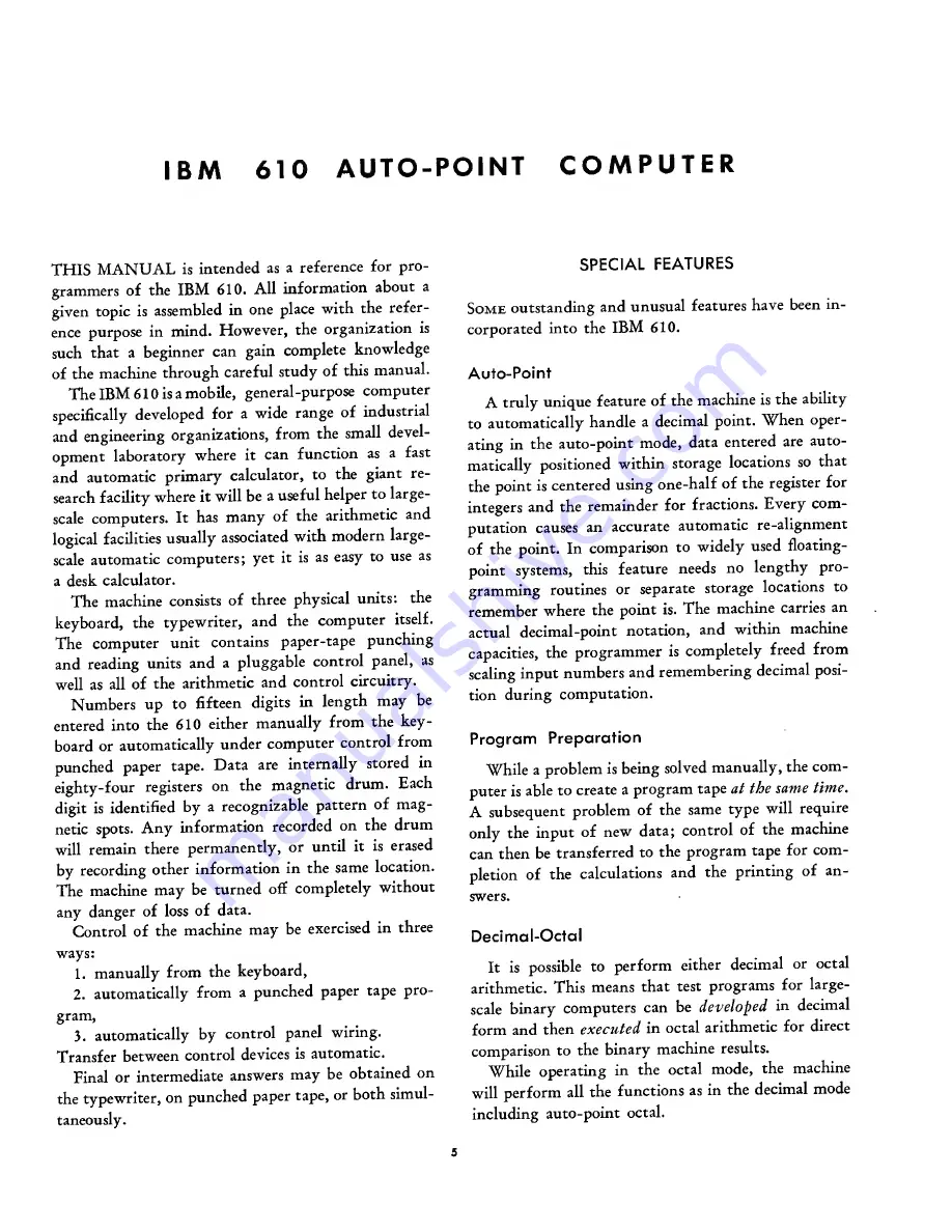 IBM 610 Manual Of Operation Download Page 5