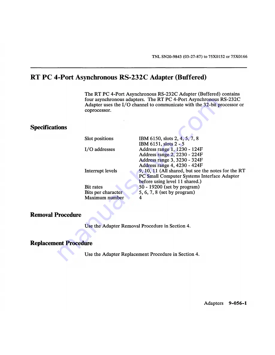 IBM 6150 Hardware Maintenance Manual Download Page 482