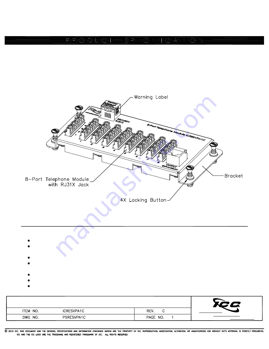 ICC ICRESVPA1C Manual Download Page 1