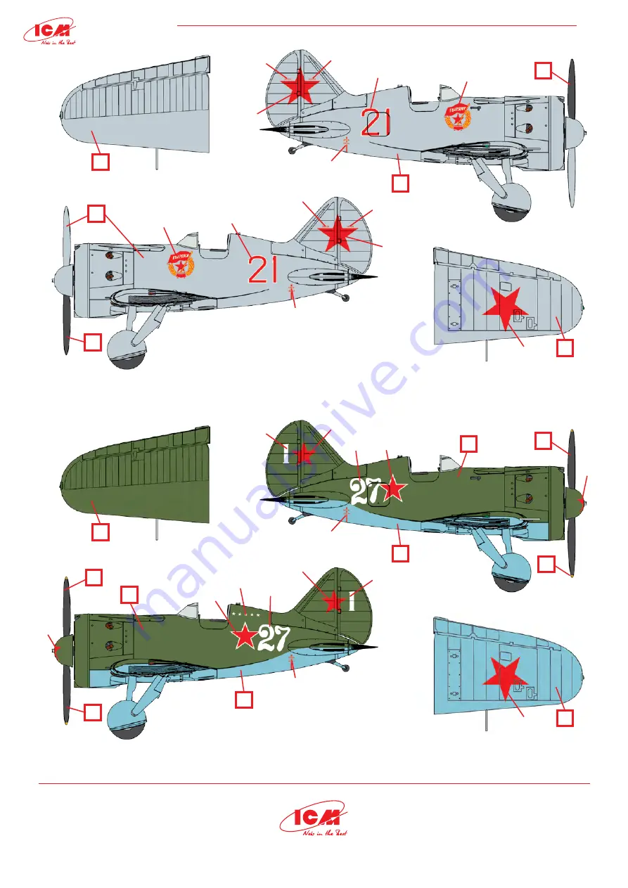 ICM Controls I-16 type 24 WWII Soviet Fighter Assembly Instructions Manual Download Page 12