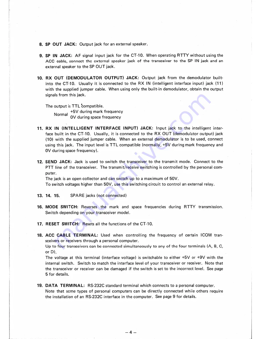 Icom CT-10 Instruction Manual Download Page 6