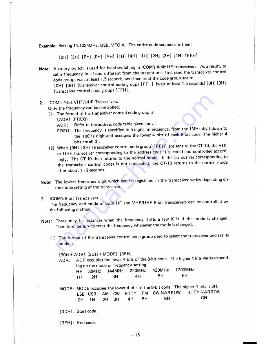 Icom CT-10 Instruction Manual Download Page 17