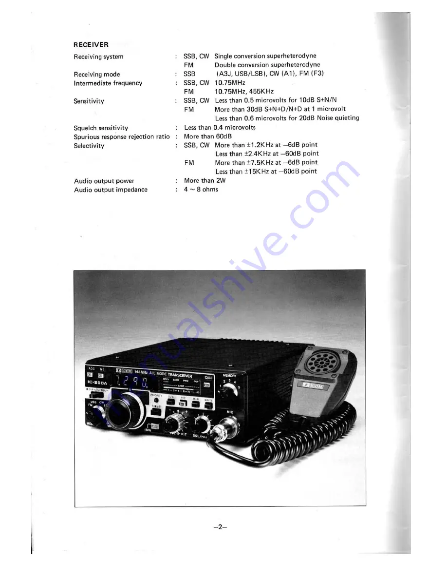 Icom IC-290A/E Instruction Manual Download Page 4