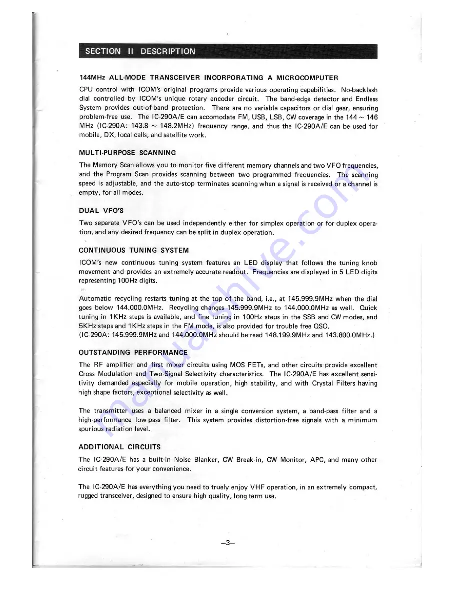 Icom IC-290A/E Instruction Manual Download Page 5