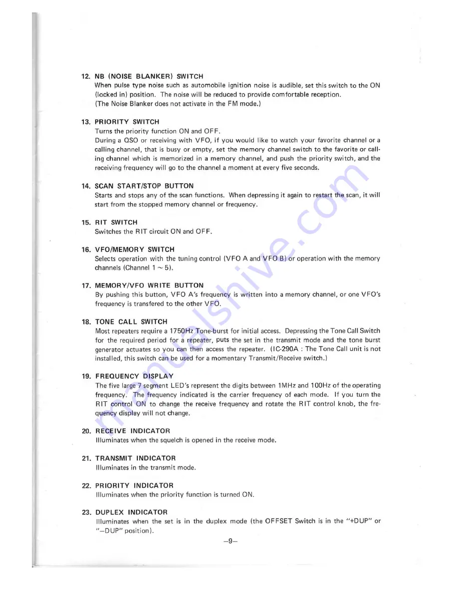 Icom IC-290A/E Instruction Manual Download Page 11