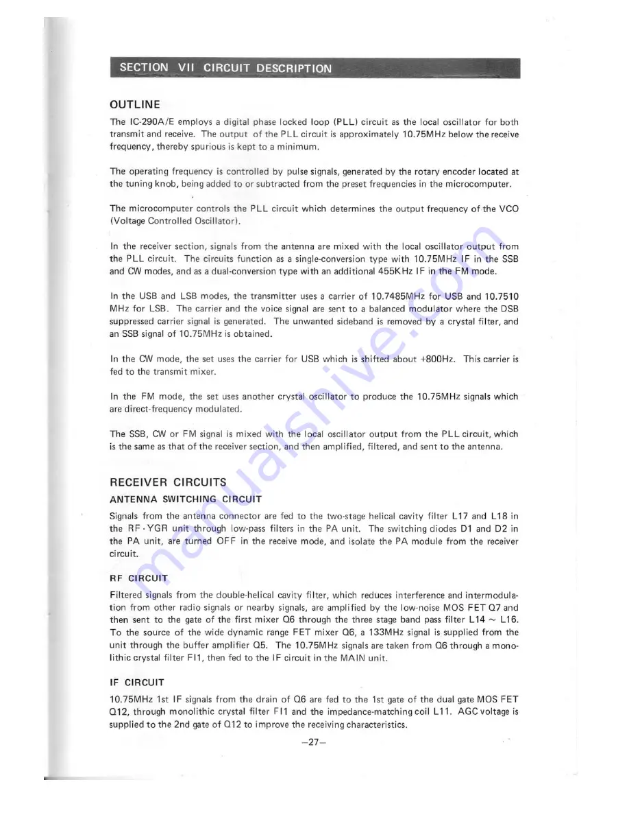 Icom IC-290A/E Instruction Manual Download Page 29