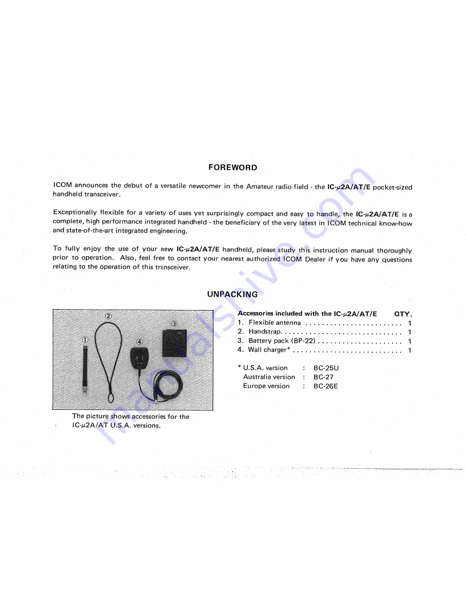 Icom IC ?2A Instruction Manual Download Page 2