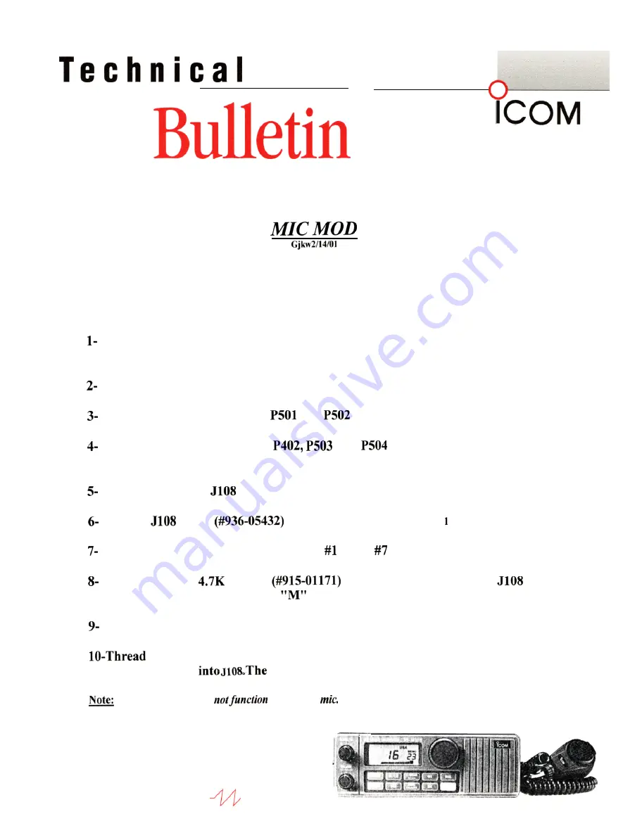 Icom M120 Technical Bulletin Download Page 1