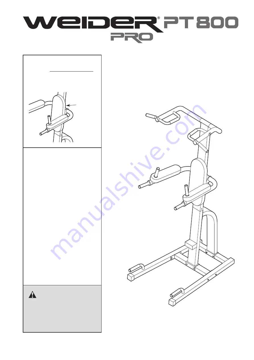 ICON IP Weider PT800 Pro Скачать руководство пользователя страница 1