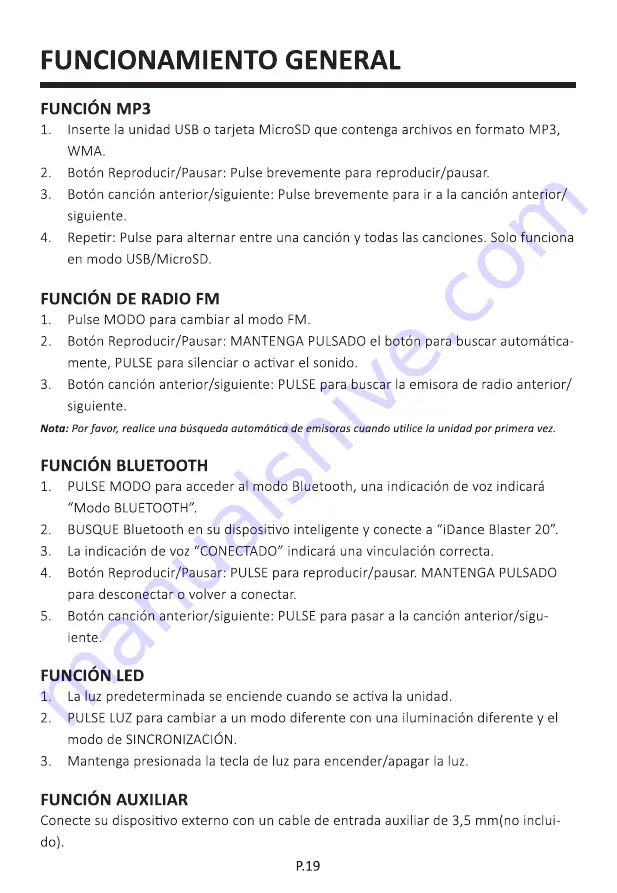 iDance BLASTER 20 User Manual Download Page 20