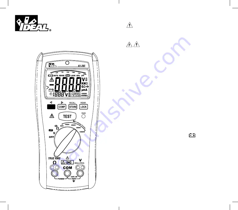 IDEAL 61-797 Instruction Manual Download Page 1