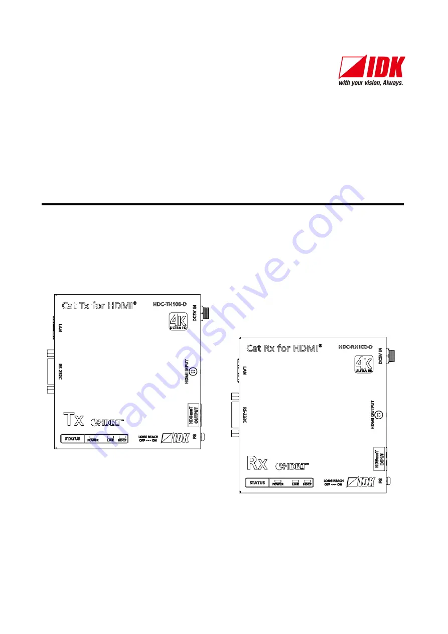 IDK HDC-RH100-D Скачать руководство пользователя страница 1