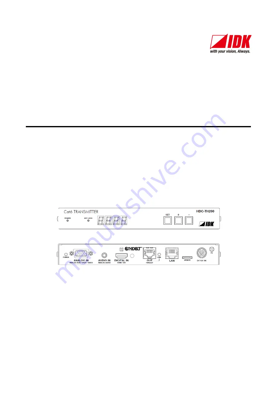 IDK HDC-TH200 User Manual Download Page 1