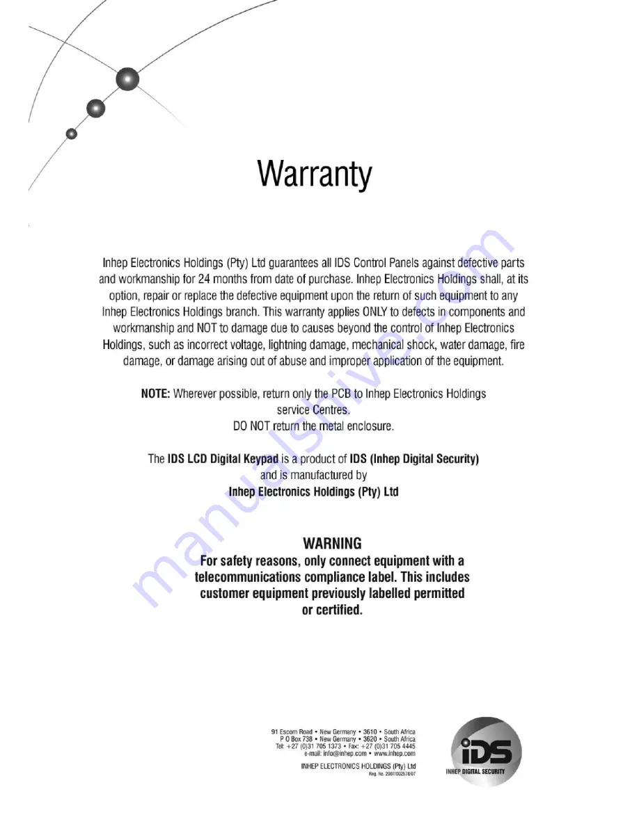 IDS LCD Digital Keypad User Manual Download Page 32