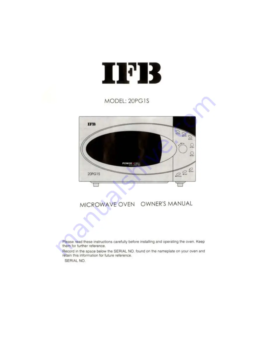 IFB 20PG1S Owner'S Manual Download Page 1