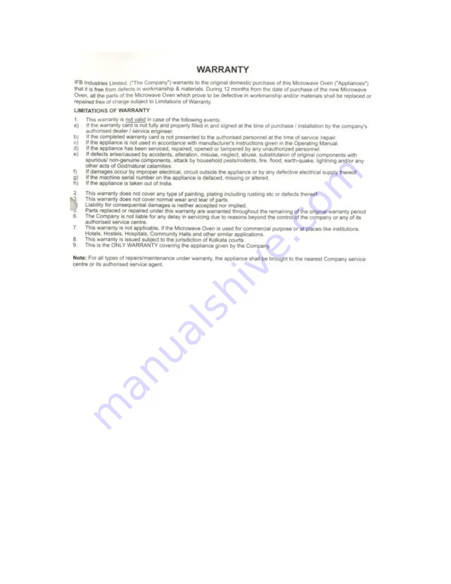 IFB 20PG1S Owner'S Manual Download Page 12