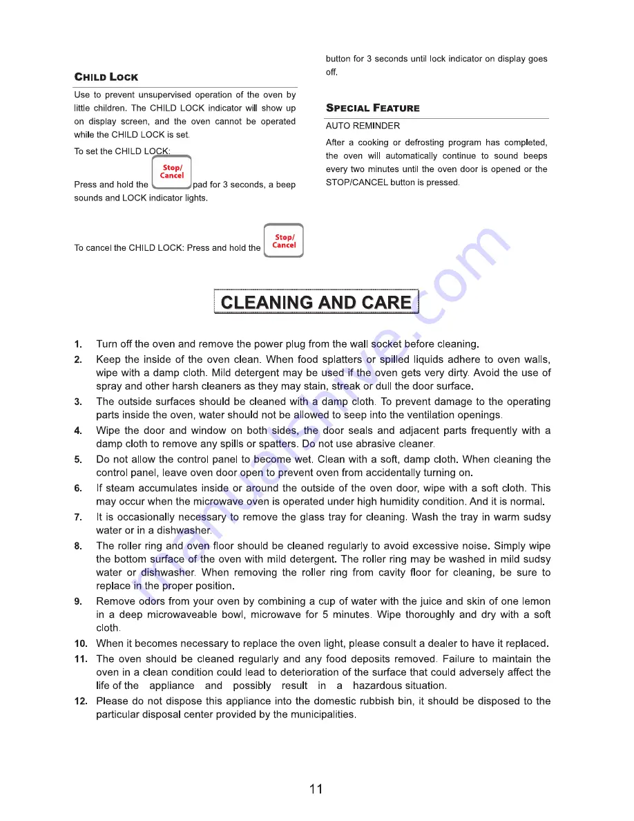 IFB 20PG2S Owner'S Manual Download Page 12