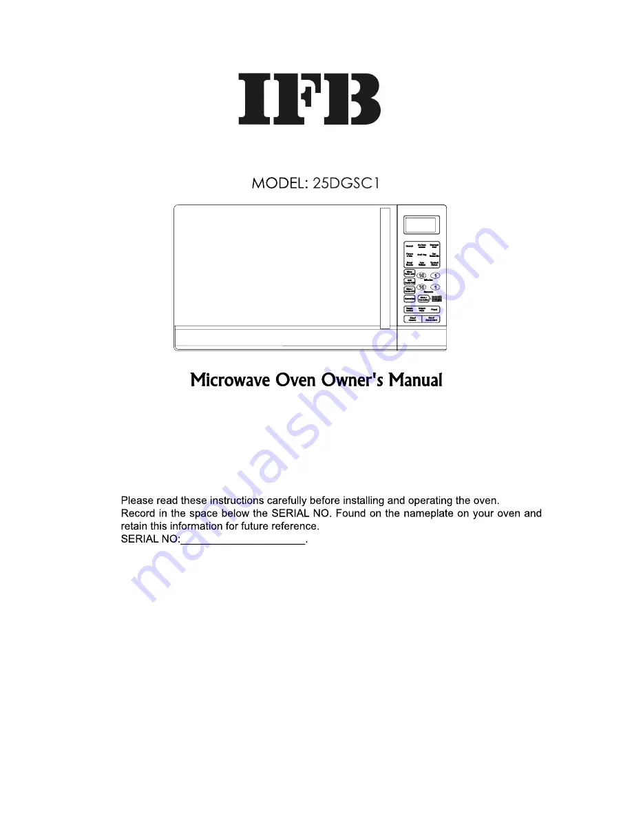 IFB 25DGSC1 Скачать руководство пользователя страница 1
