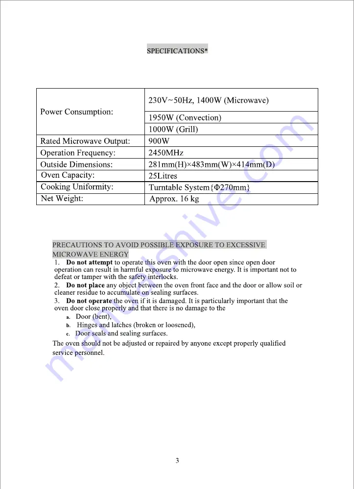 IFB 25SC4 Manual Download Page 3