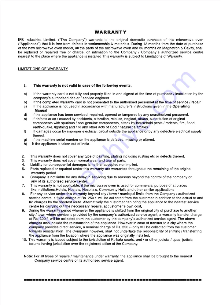 IFB 25SC4 Manual Download Page 31