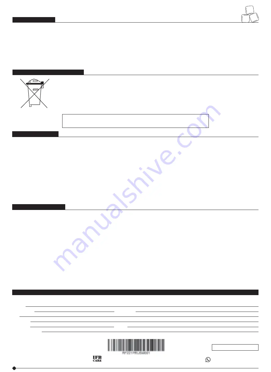 IFB FF 260L User Manual Download Page 8