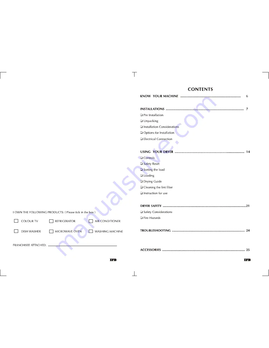 IFB MAXIDRY 550 Operating Manual Download Page 3