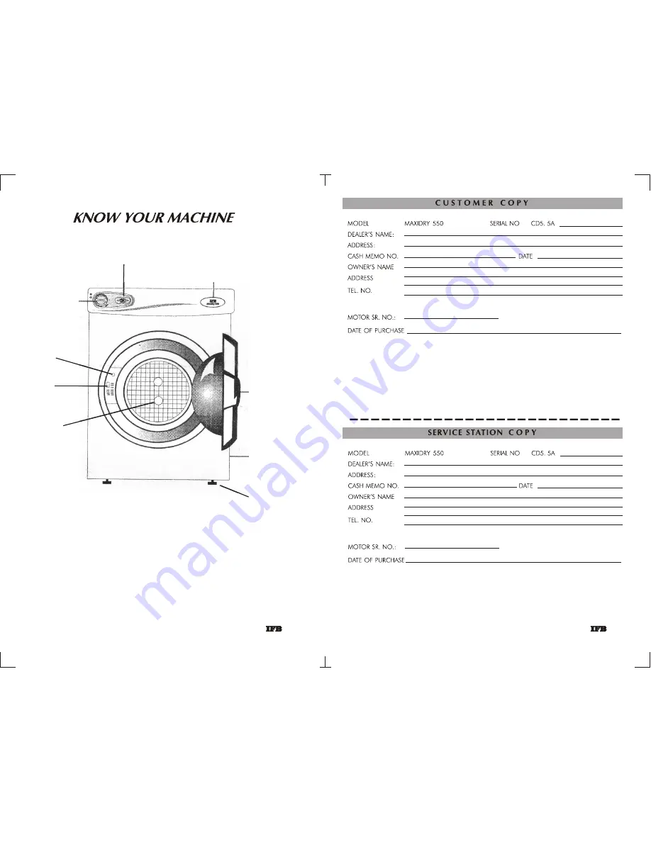 IFB MAXIDRY 550 Operating Manual Download Page 4