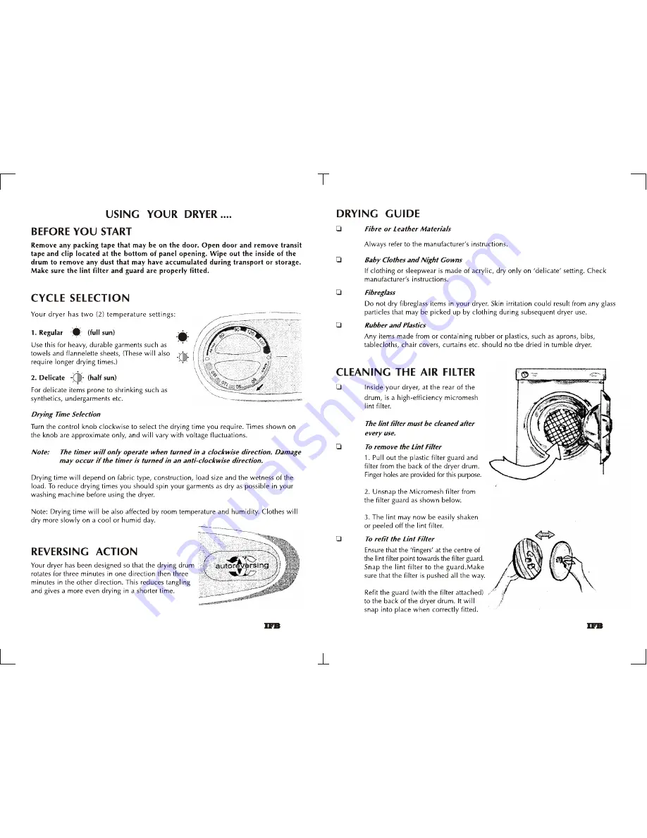 IFB MAXIDRY 550 Operating Manual Download Page 12