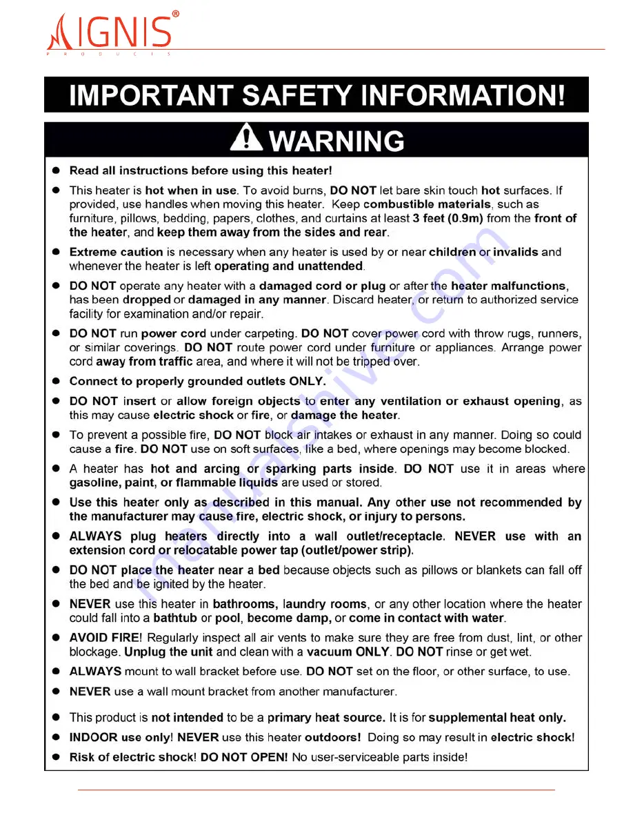 Ignis EWF-36 Owner'S Manual Download Page 2