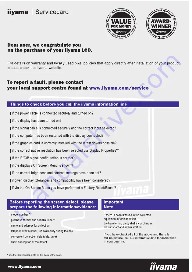 Iiyama LH4281S User Manual Download Page 2