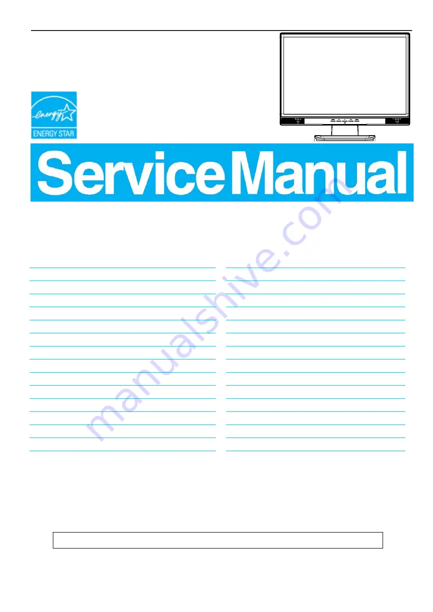 Iiyama PLE1902WS Service Manual Download Page 1