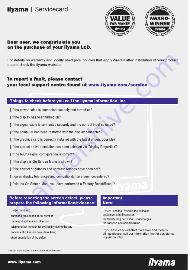 Iiyama ProLife XU2595WSU User Manual Download Page 2