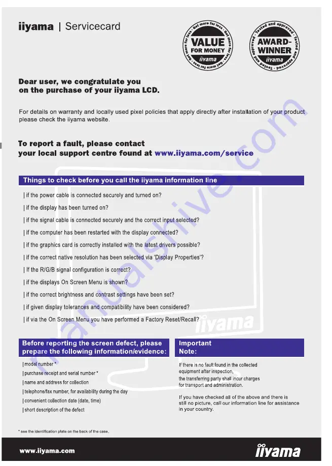 Iiyama ProLite B1906S User Manual Download Page 2