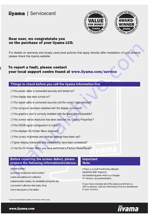 Iiyama ProLite B2875UHSU User Manual Download Page 2