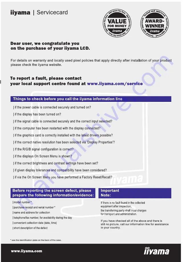 Iiyama ProLite TF1634MC User Manual Download Page 2