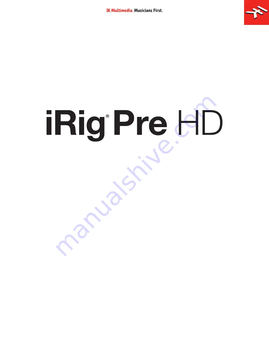 IK Multimedia iRig Pre HD User Manual Download Page 1